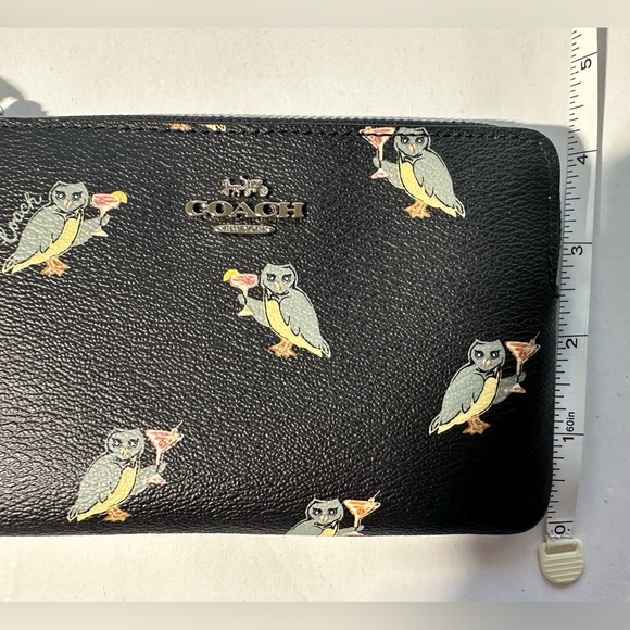 Coach "Party Owl" Print Wristlet /Small Clutch/ Wallet (Owls with Cocktails) - Picture 7 of 10